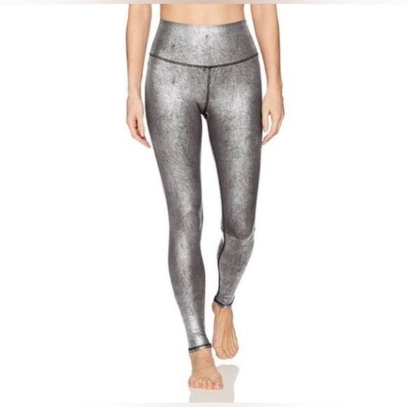 ALO Yoga Silver Metallic Airbrush Leggings S - Picture 5 of 9